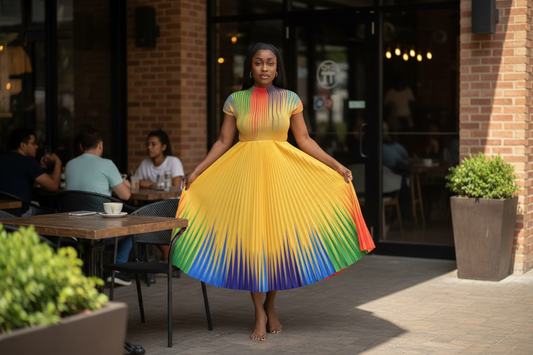 Bodycon Top & Pleated Skirt - Free Size