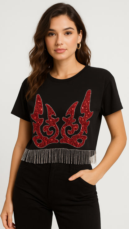 Top: Round Neck Cotton Tshirt