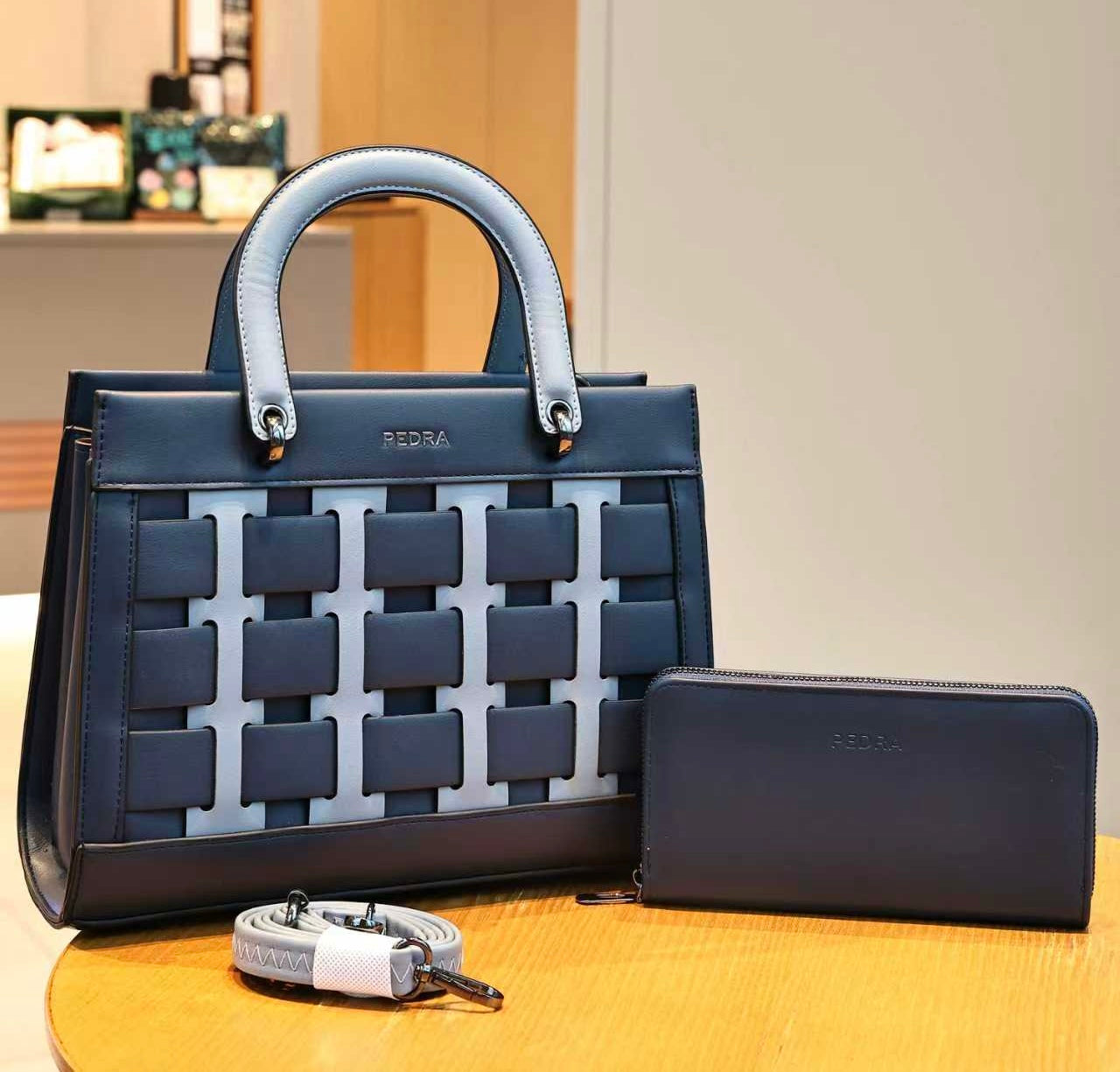 56220- Genuine Leather Box Shape Bag