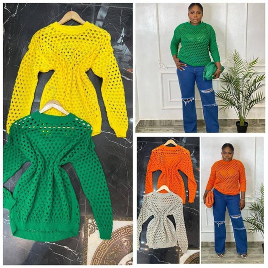 Wool - Ladies Mesh Perforated Sweater