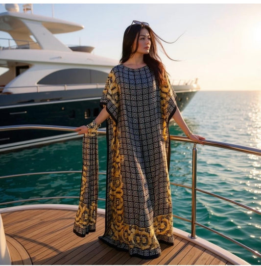Satin Boubou Dress – Free Size, Flowy Elegance