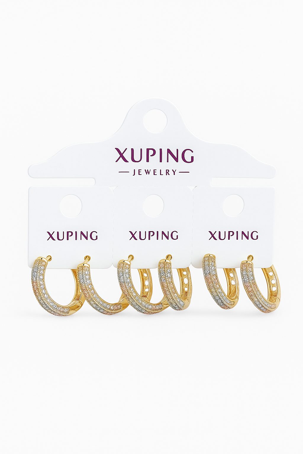 1812 - Xuping Gold Hoop Earrings – Sparkling Crystal Huggie Set