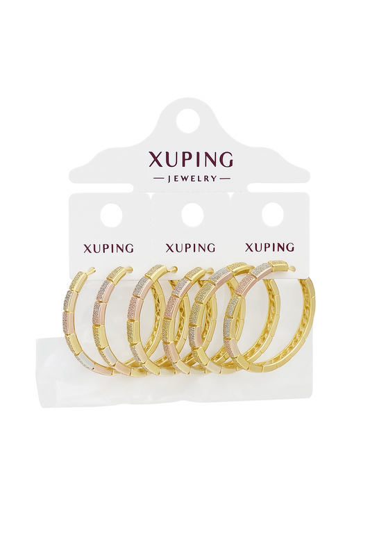4273 - Xuping Gold Hoop Earrings – Sparkling Crystal Huggie Set