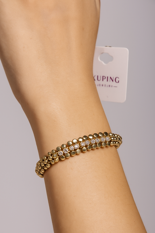 6802B  - Xuping Gold Bracelet – Sparkling Crystal 17cm