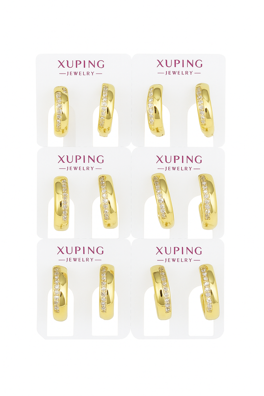754357 - Xuping Gold Hoop Earrings – Sparkling Crystal Set