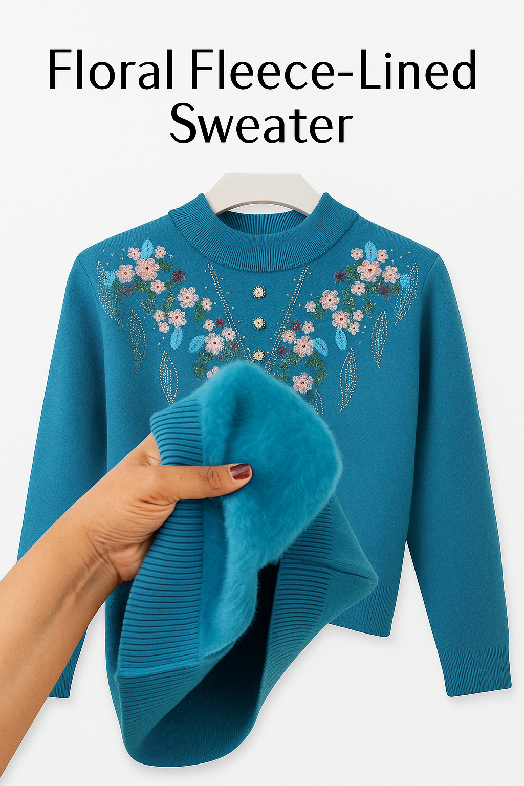 Floral Design - Fleece Lined Sweater