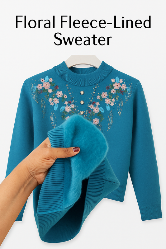Floral Design - Fleece Lined Sweater