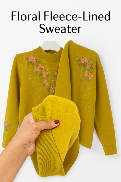 Floral Design - Fleece Lined Sweater