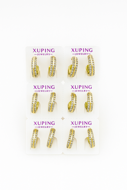 X0264 - 1.3 Xuping Gold Hoop Earrings – Sparkling Crystal Set