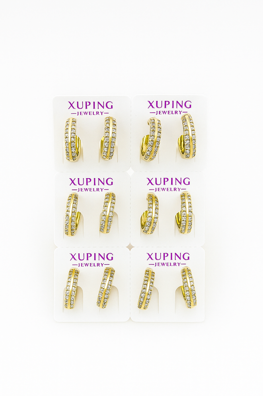 X0264 - Xuping Gold Hoop Earrings – Sparkling Crystal Set