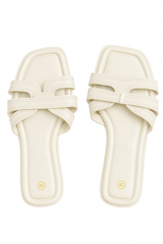 Nude Breathable Flat Slippers with Long-Lasting Sole