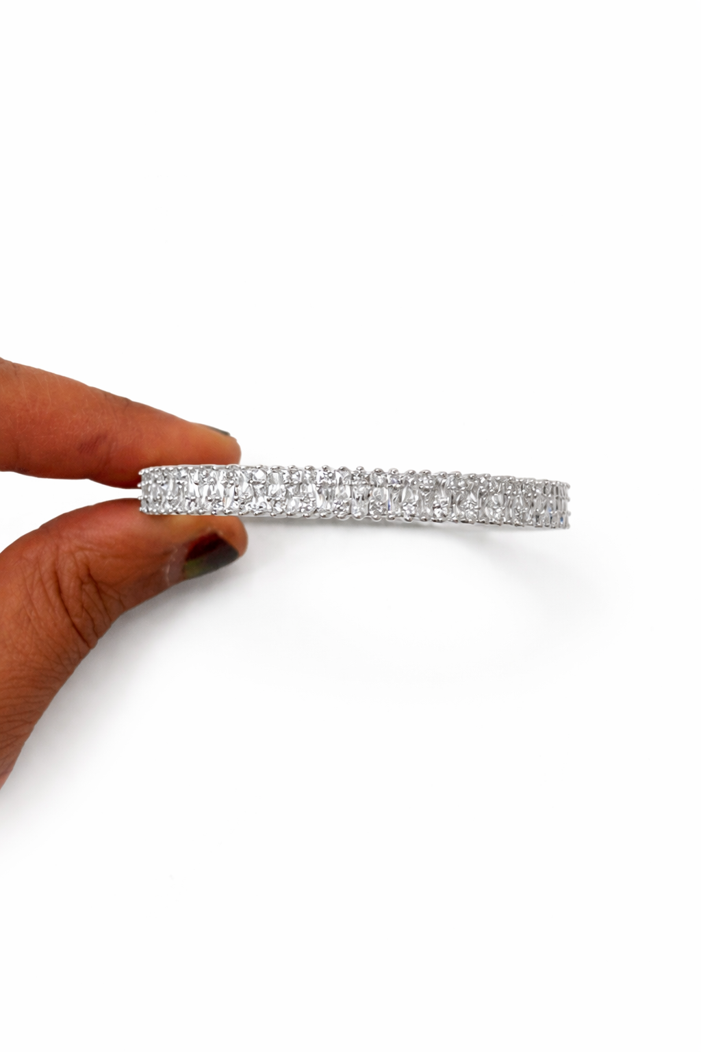 0022-8.59 Xuping Silver Bangles – Sparkling Crystal