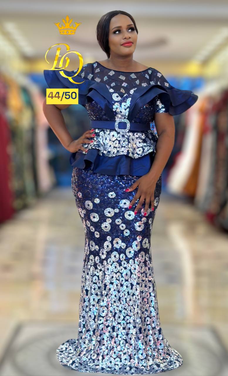 Party Dress: Blue Full Length Luxury Dress