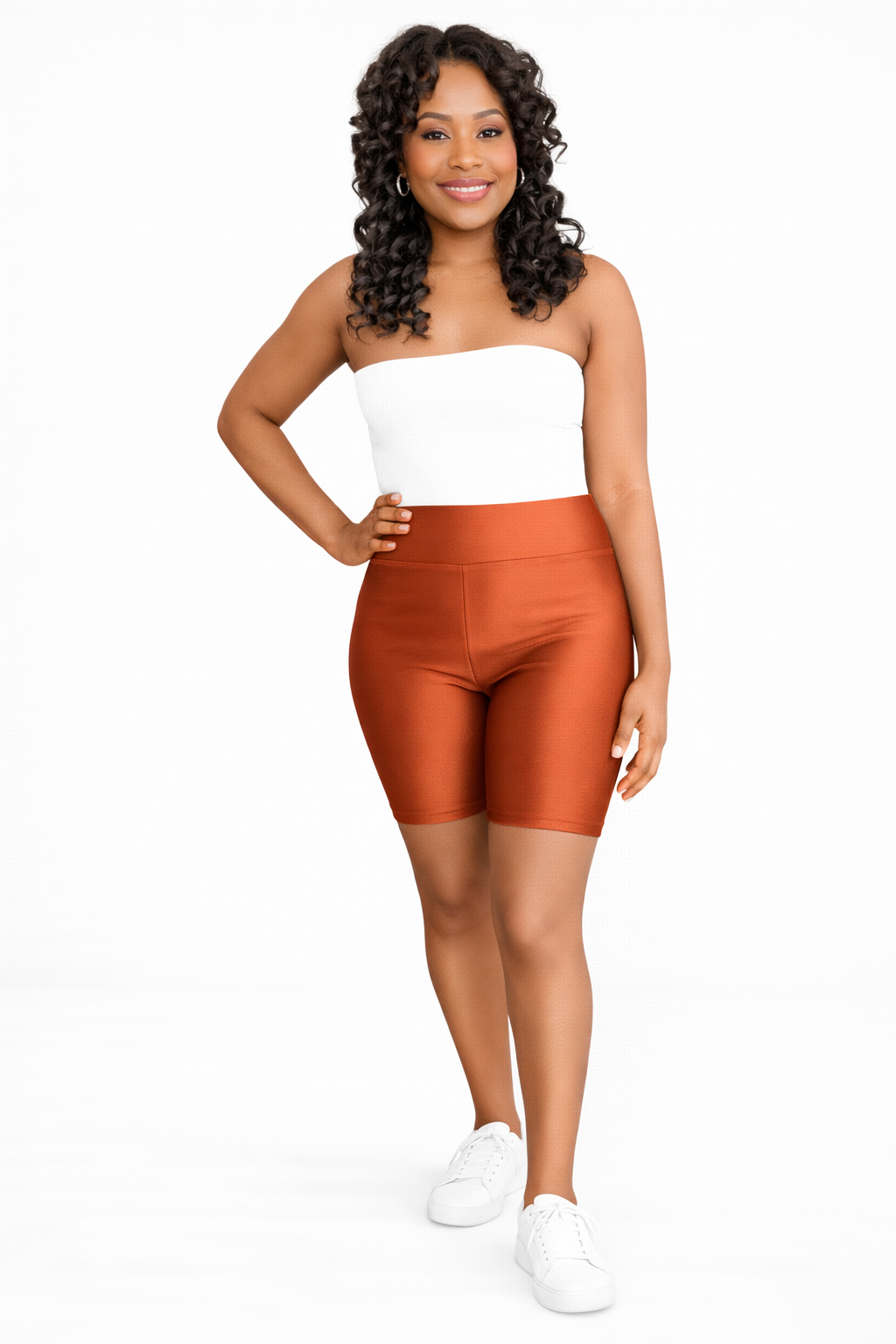 High-Waist Sculpting Biker Shorts – Orange