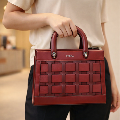 56220- Genuine Leather Box Shape Bag