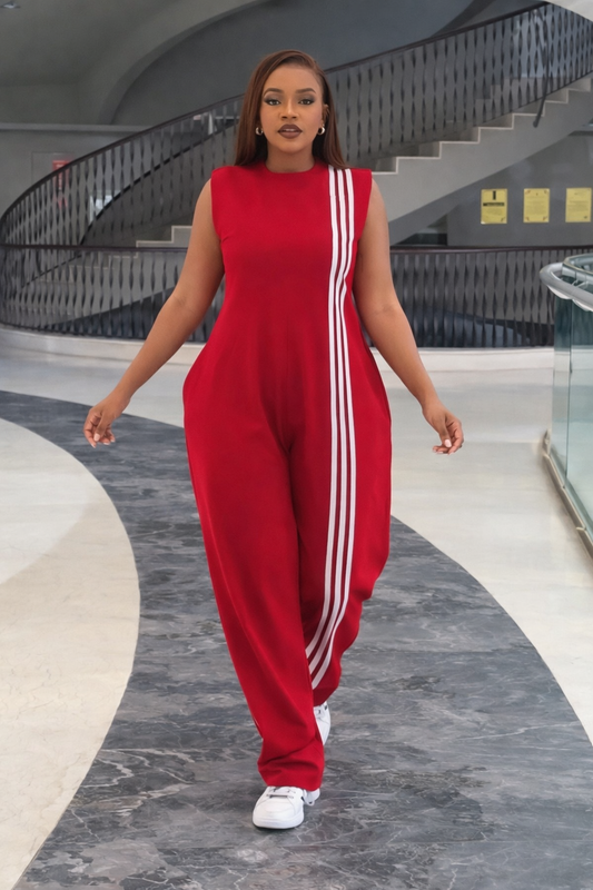 Relaxed Fit Stripe Jumpsuit