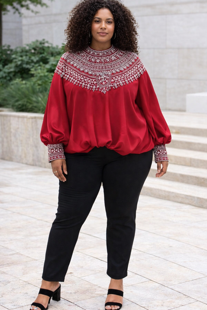 Silk Top with Intricate Embroidery Detail