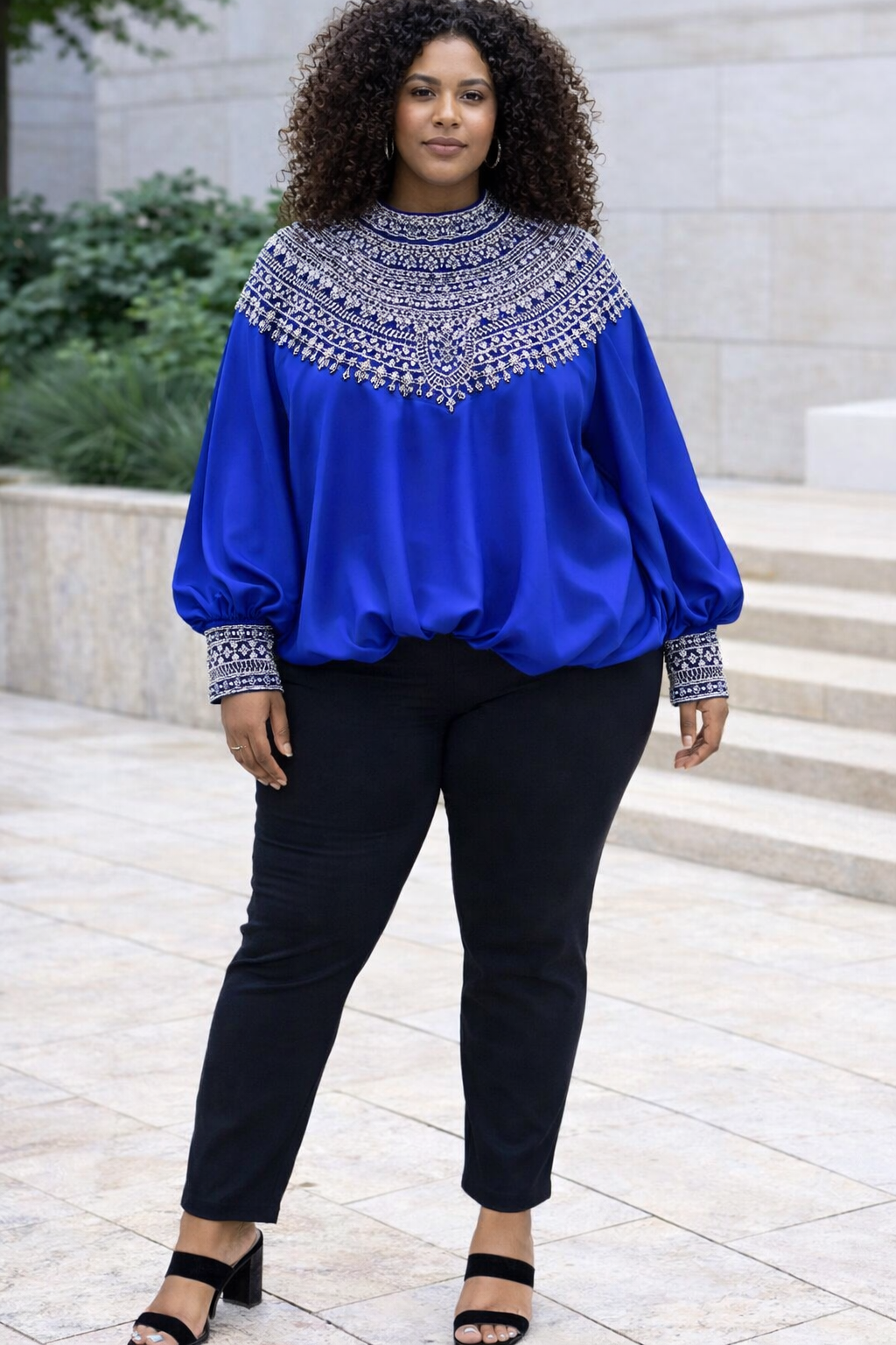 Silk Top with Intricate Embroidery Detail