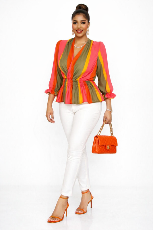 Aurora Peplum Top – Multicolour Elegance
