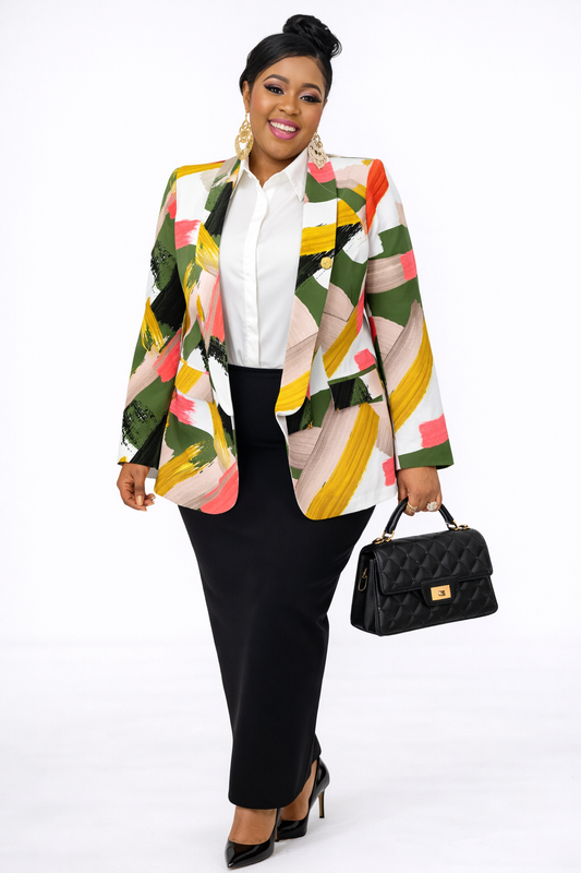 Abstract Elegance Statement Blazer
