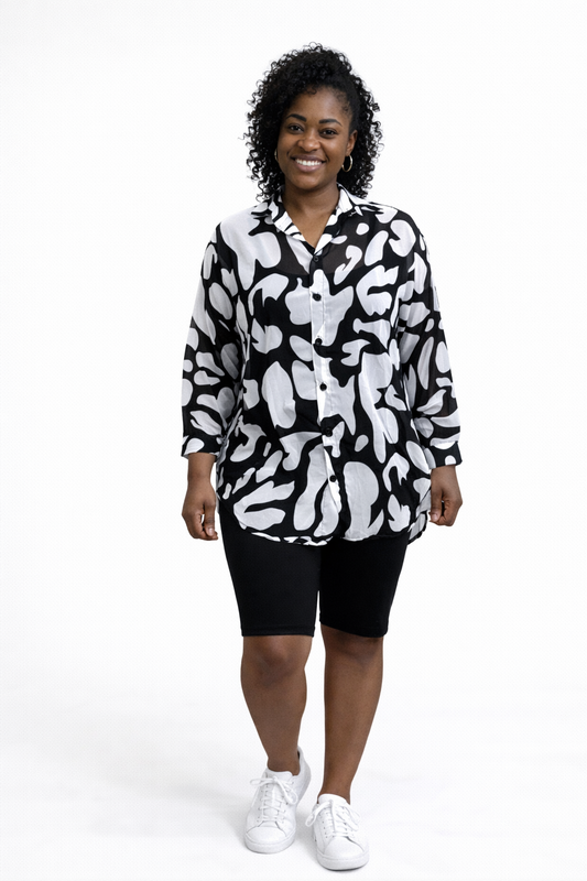 Black & White Mix Chiffon Top & Short