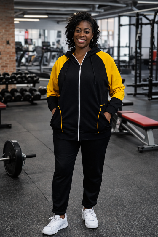 Firm Style Yellow  & Black Hoodie Tracksuit Set