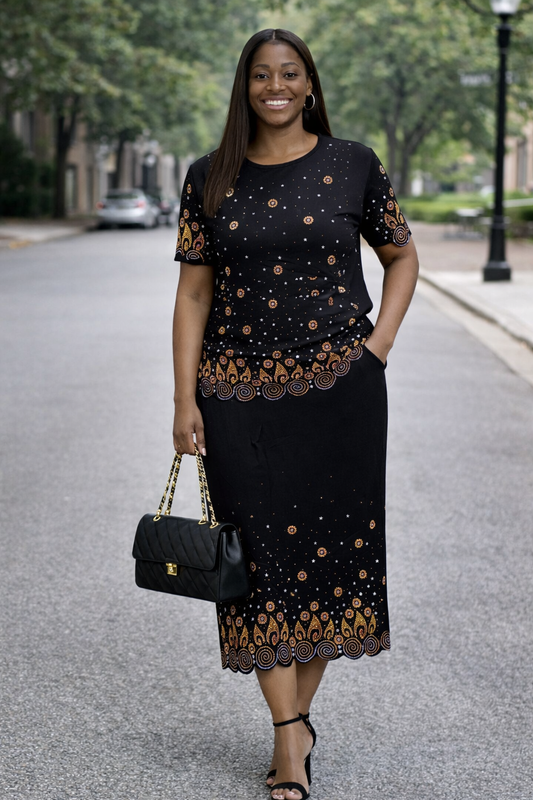 Fully Embellished Top & Skirt Outfit