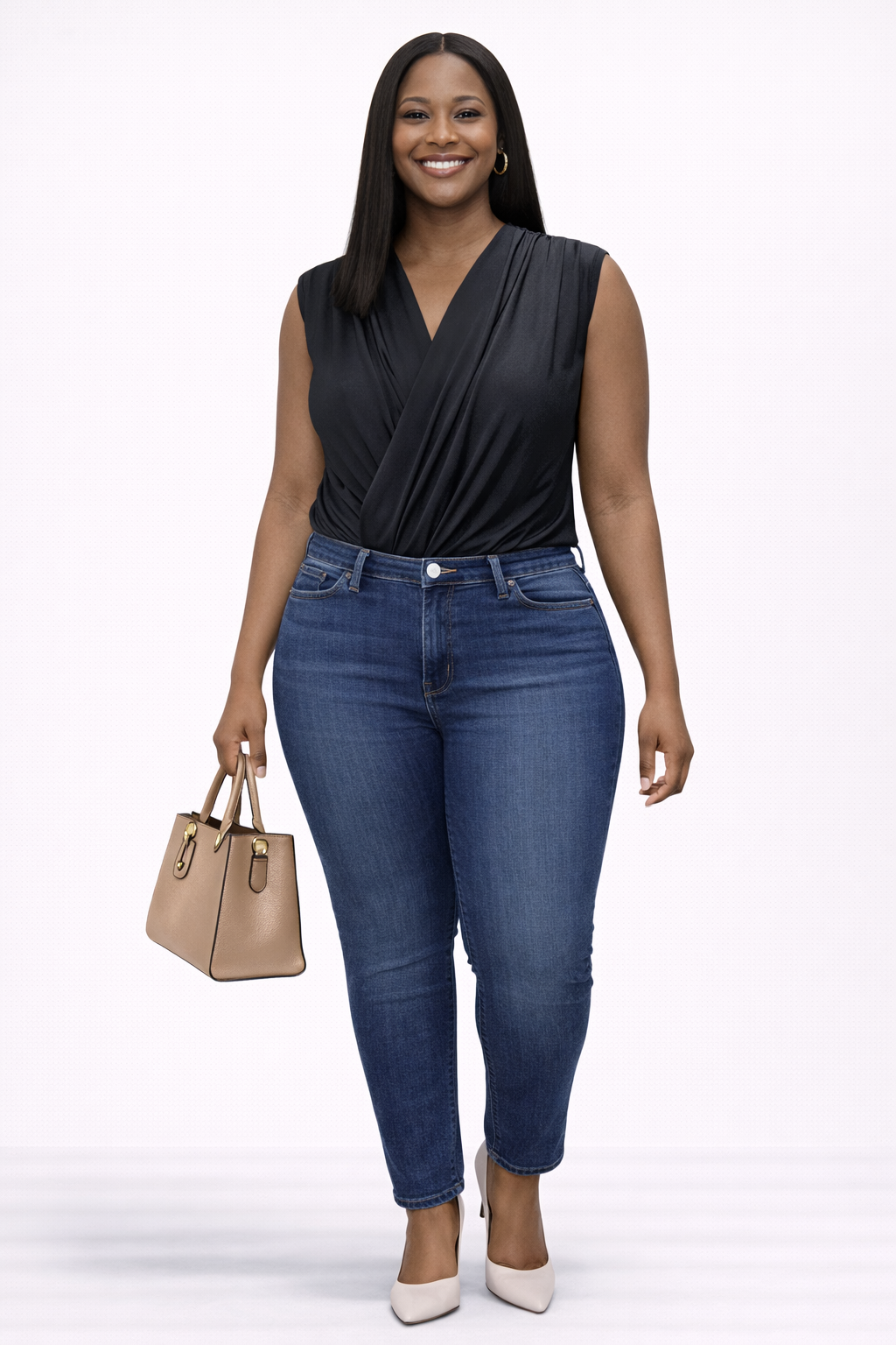 Elegant Criss Cross V-Neck Sleeveless Top – Black