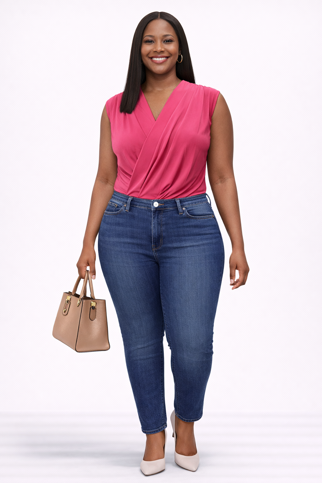Elegant Criss Cross V-Neck Sleeveless Top – Pink
