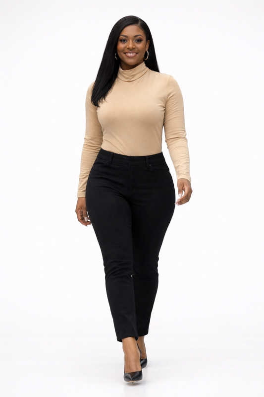 (Copy) Elegant Fitted Turtleneck Top – Classic Nude