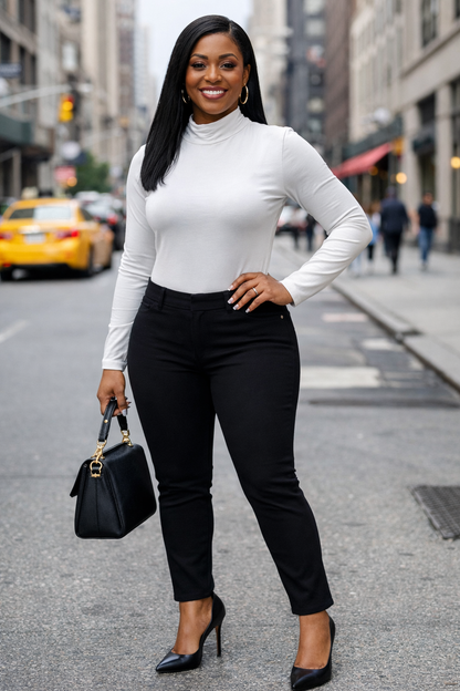 (Copy) Elegant Fitted Turtleneck Top – Classic White