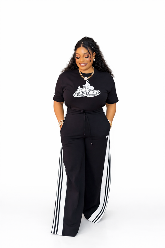 Elegant Black Two-Piece Casual Set – Sporty Chic Outfit
