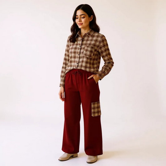 Plaid Long Sleeve and Trousers Set – Casual & Chic