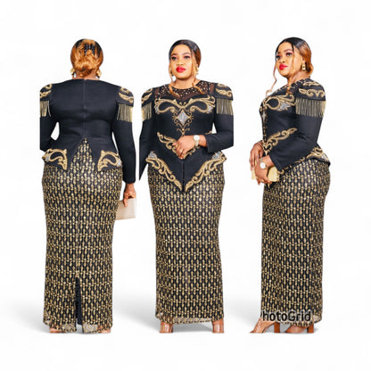 Luxury Black Embellished Party Dress