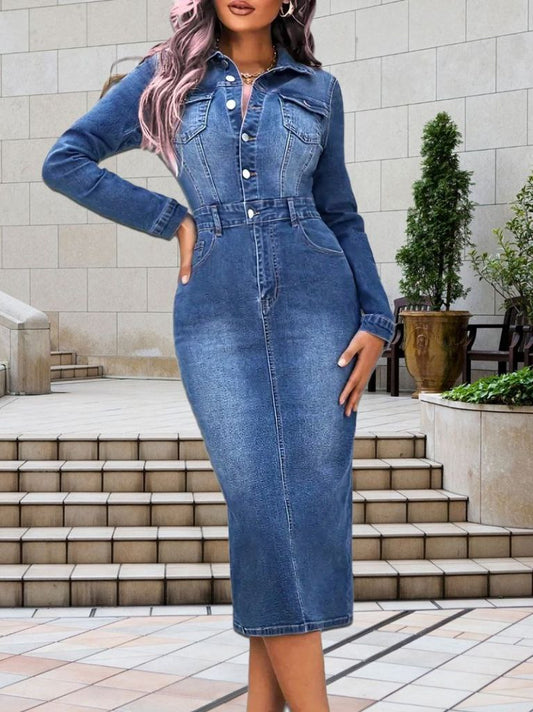 Casual Long SleeveJean Dress – Everyday Wear
