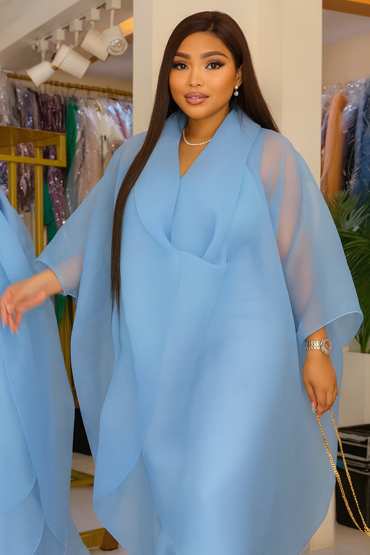 Layered Elegance – Cowl Neck Dress Paired with Pant