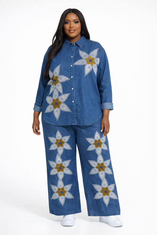 Floral Luxe Denim Two-Piece Set
 - PRE ORDER