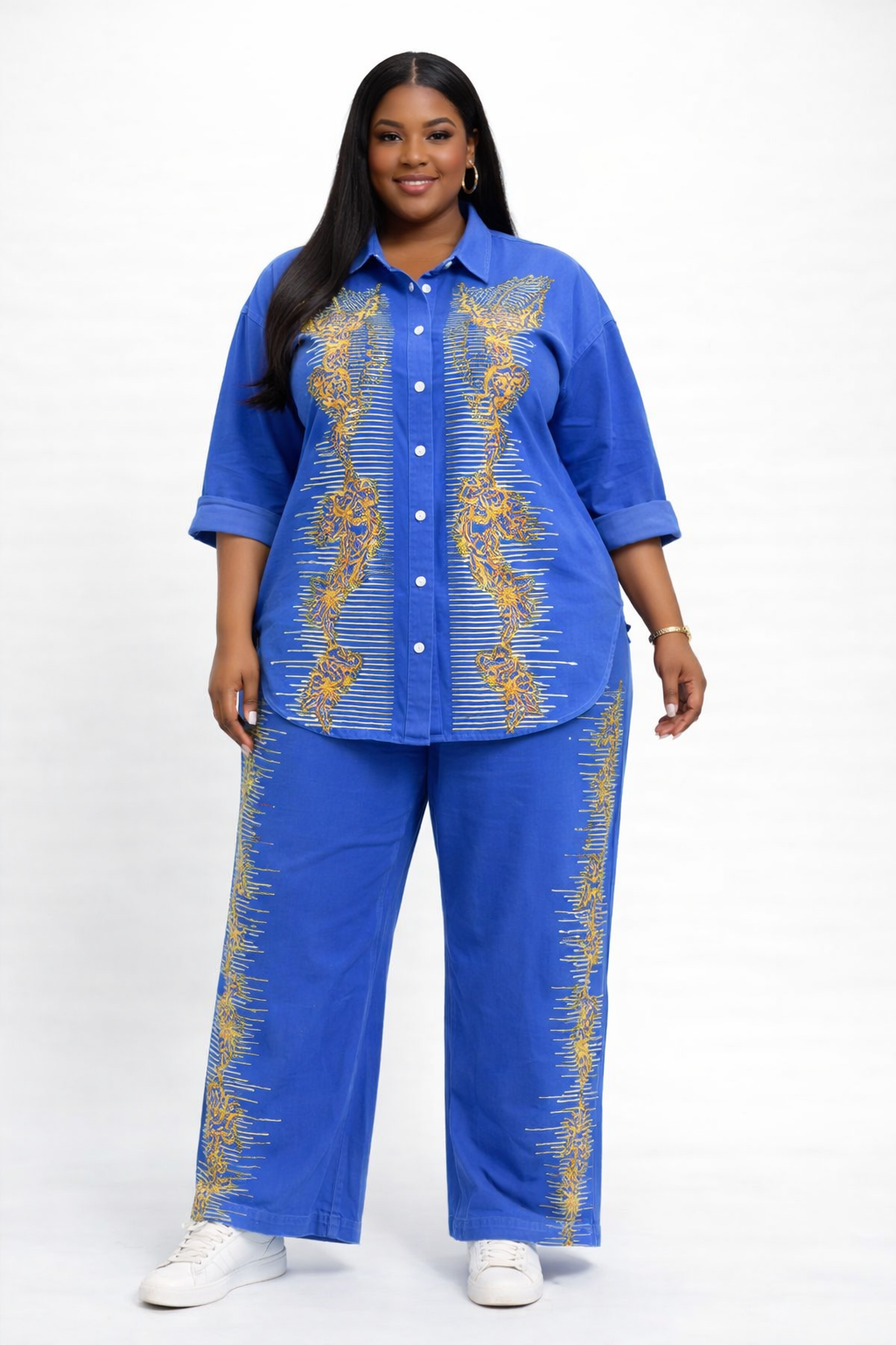 Royal Gold Embellished Blue Two-Piece Set- PRE ORDER