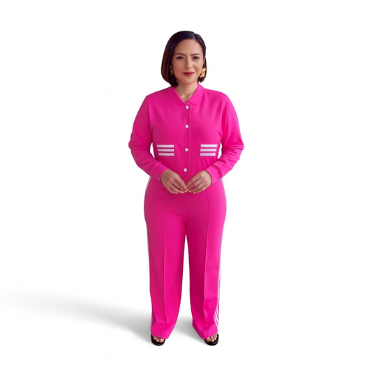 Vibrant Pink Two-Piece Elegance Set