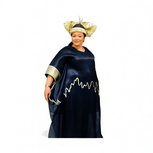 Royal Midnight Kaftan with Gold Embellishments - Excluding Head Wrap