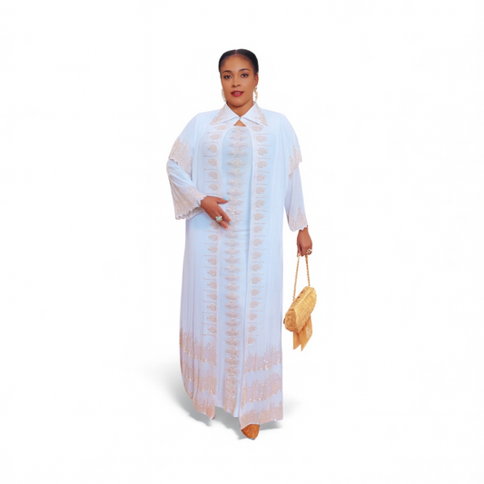 Celestial White  Embroidered Kaftan