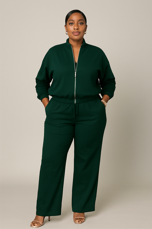 Green Two-Piece Tracksuit Set – Top & Joggers