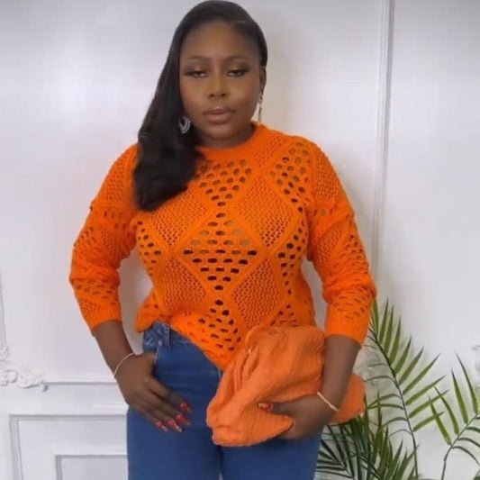 Warm Clothing Round Neck Mesh Top