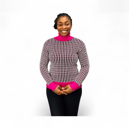 Pink High Neck Sweater - Thick Fabric