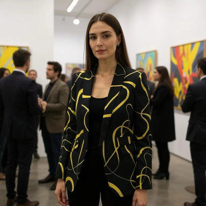 Printed Multi-Tone Blazer – Playful Power Look