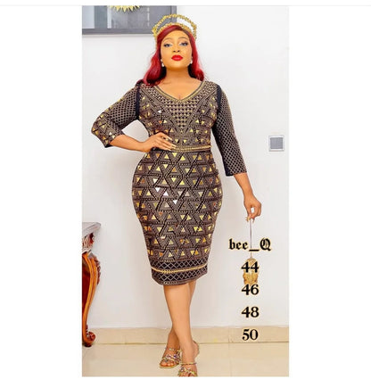 “Radiance Run” – Glitter Embellished Fitted Dress