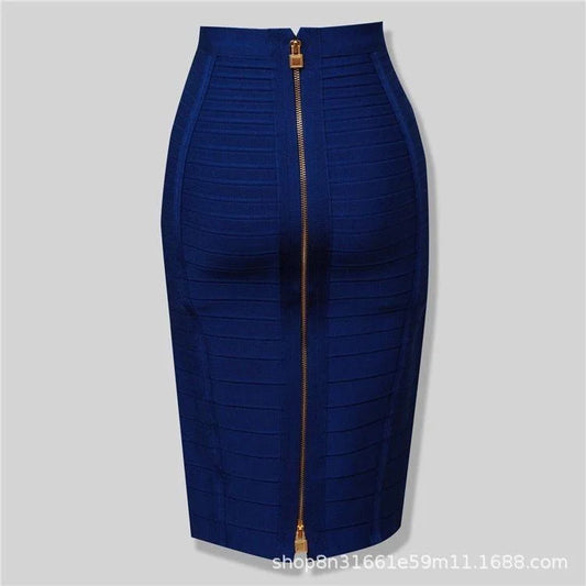 Bodycon Bandage Skirt – Industrial Zipper Detail
