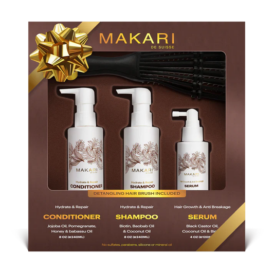 Hair Set Including Shampoo + Conditioner + Serum + Hair Brush