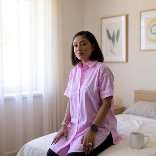 Roll-Up Sleeve Cotton Stripe Shirt – Casual Chic