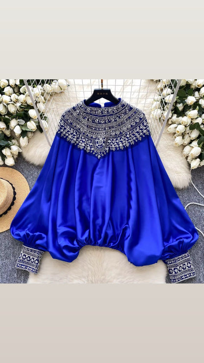 Silk Top with Intricate Embroidery Detail